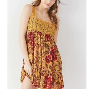 Out from under Urban outfitters yellow floral mini dress size small swing